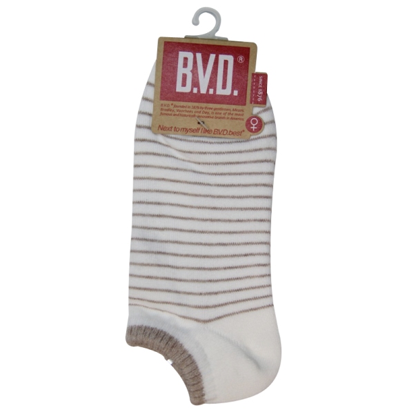 BVD條紋毛巾底女踝襪