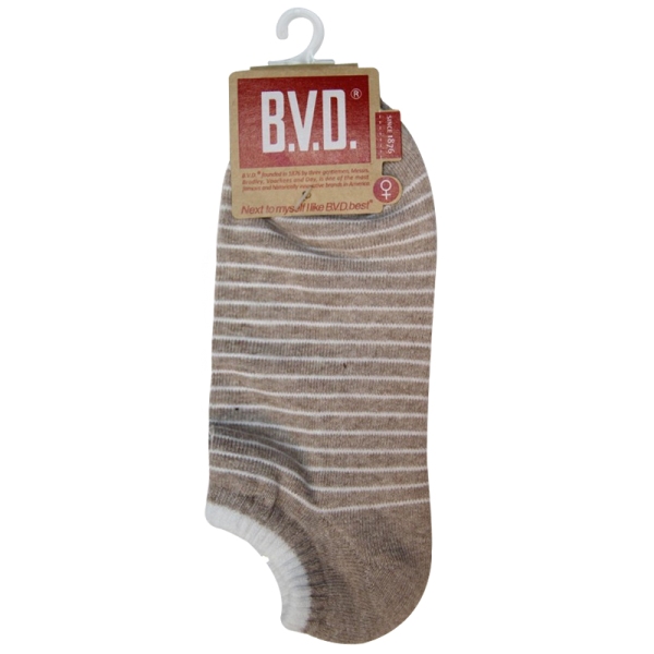 BVD條紋毛巾底女踝襪