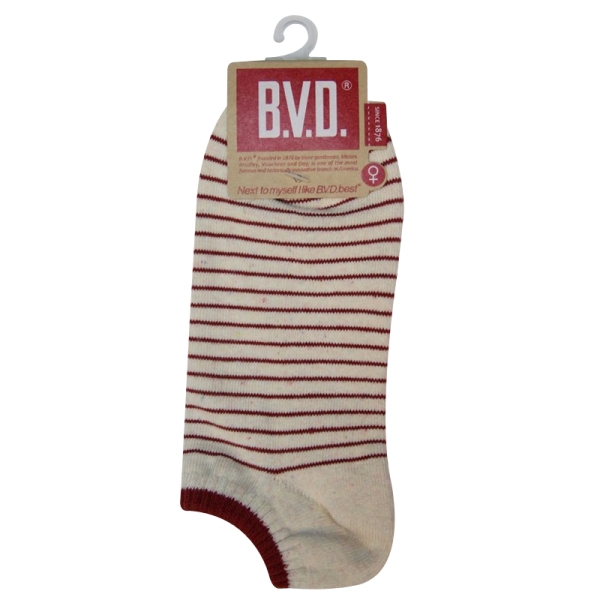 BVD條紋毛巾底女踝襪