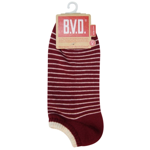 BVD條紋毛巾底女踝襪