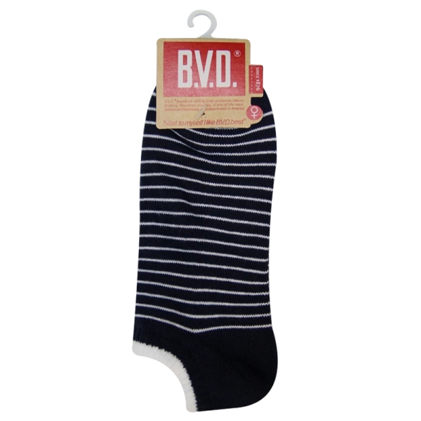 BVD條紋毛巾底女踝襪