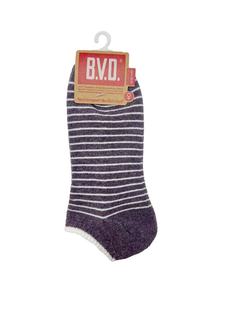 BVD條紋毛巾底女踝襪