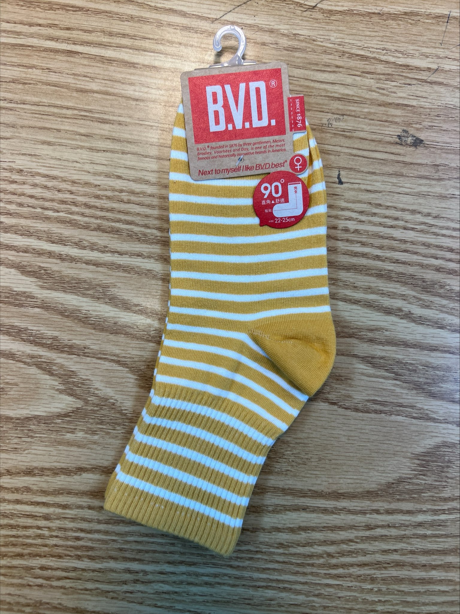 B.V.D.1/2條紋直角女襪