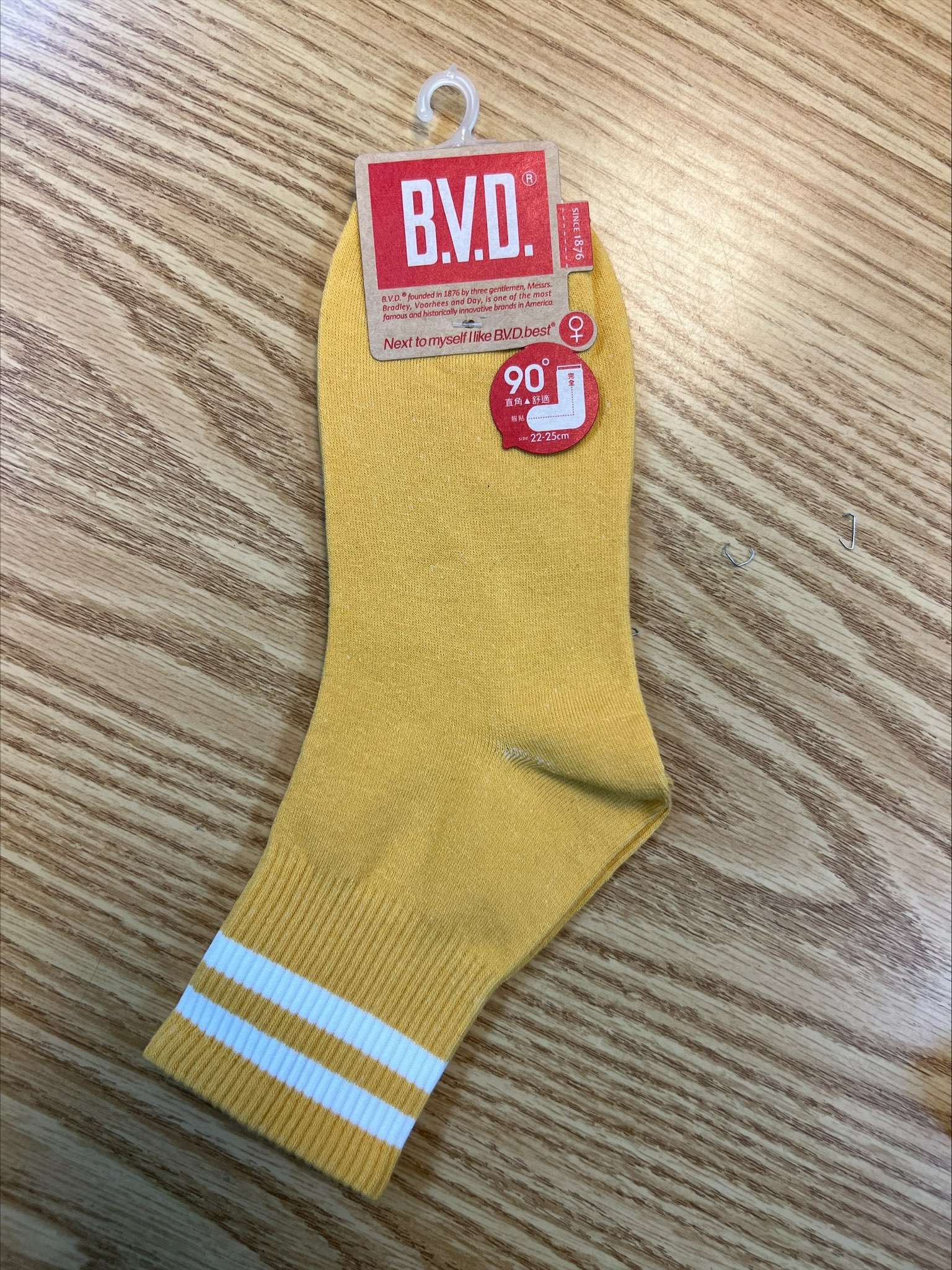 B.V.D.3/4雙條直角女襪