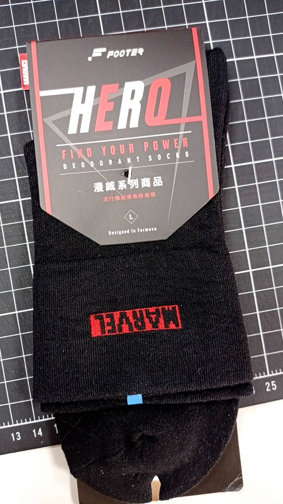 MARVEL．微分子襪經典LOGO款（男）L