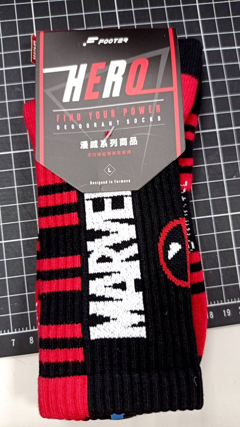 MARVEL．運動氣墊襪死侍款（男）L