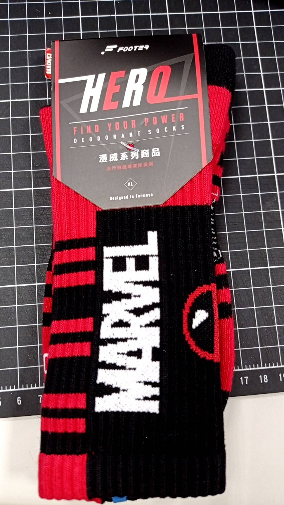 MARVEL．運動氣墊襪死侍款（男）XL