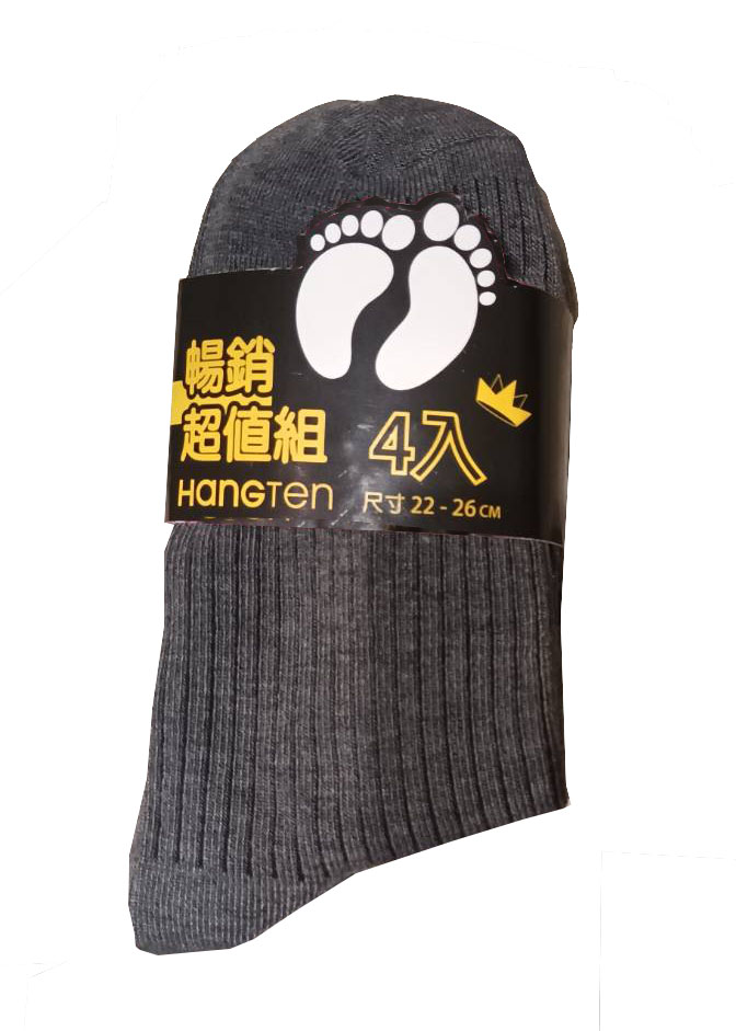 HangTen 3/4休閒襪四入超值組-灰