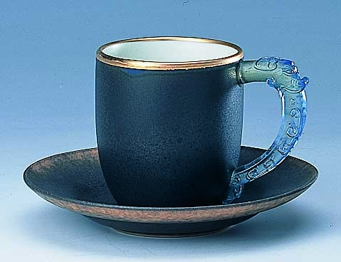 金邊紫砂小對杯