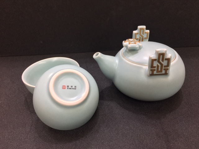 仿汝窯爐石茶壺組