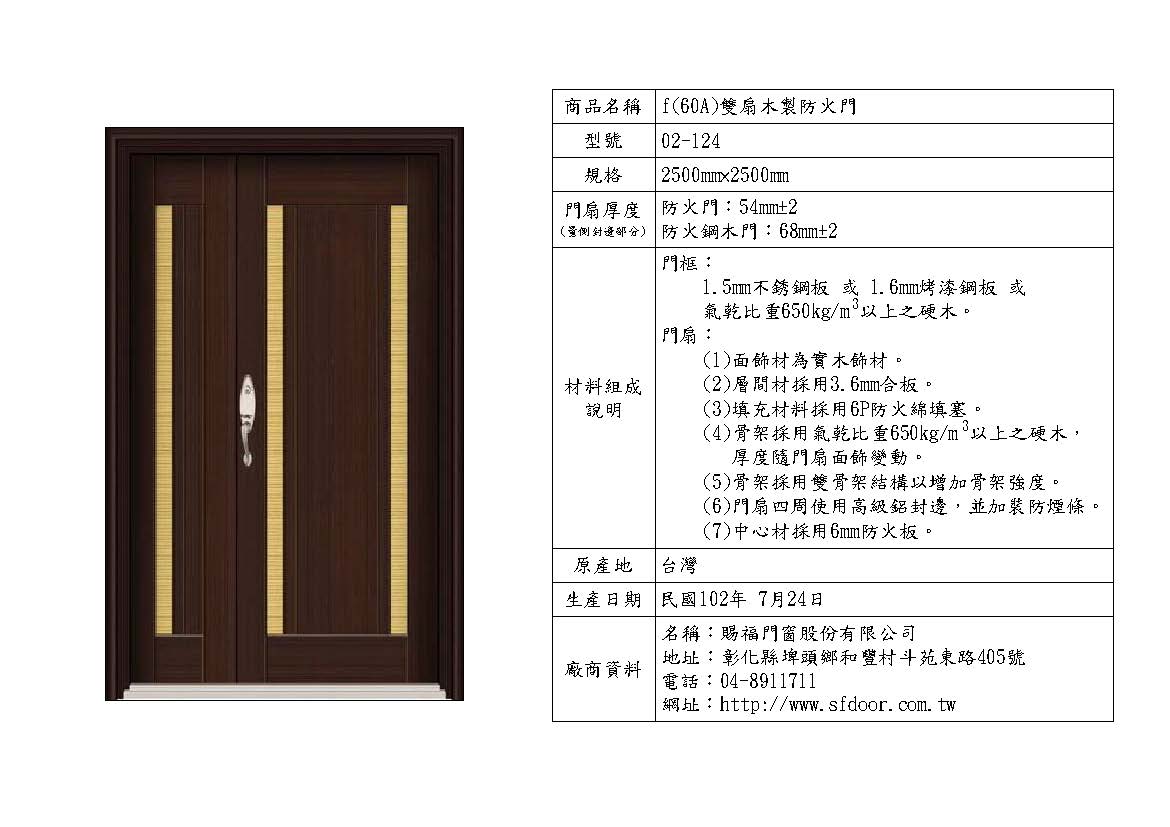雙扇木製防火門