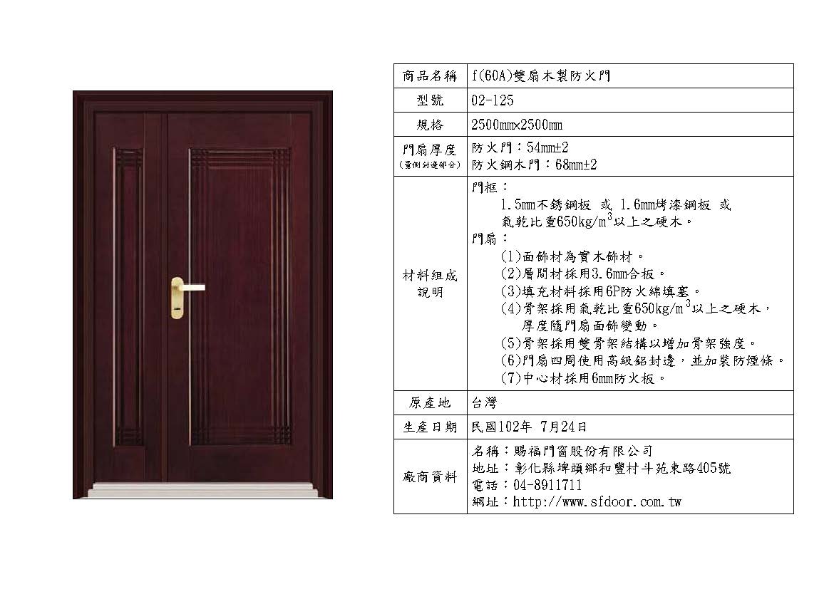 雙扇木製防火門