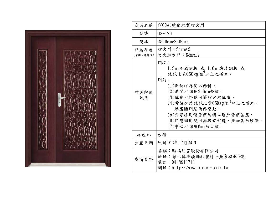 雙扇木製防火門