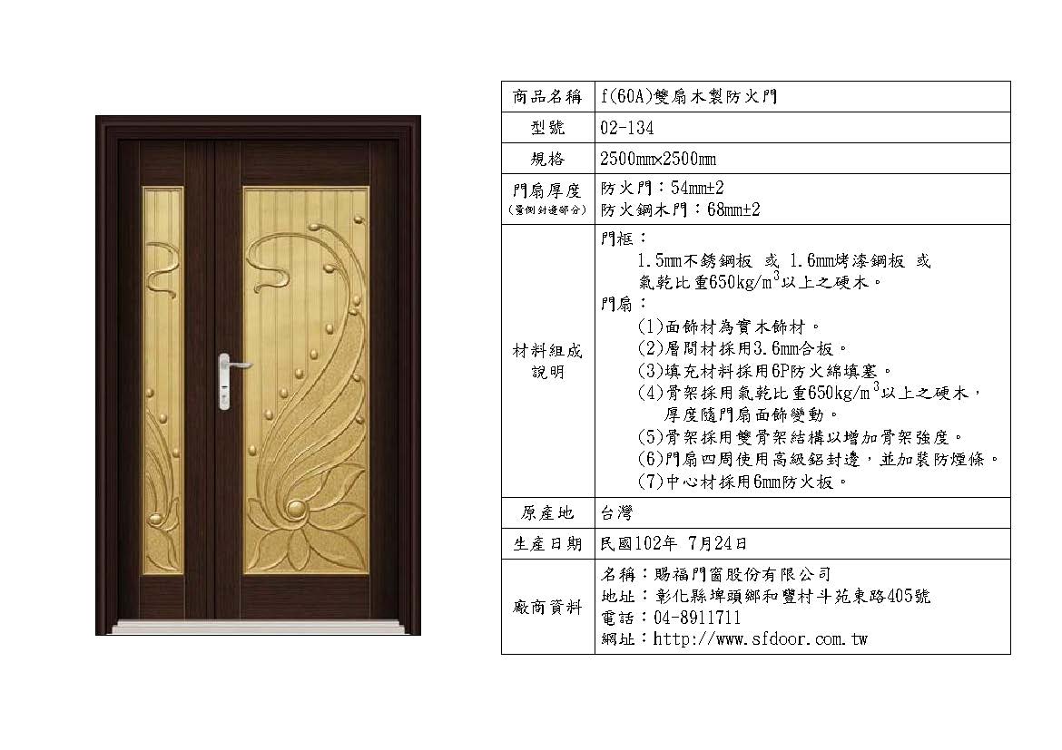 雙扇木製防火門