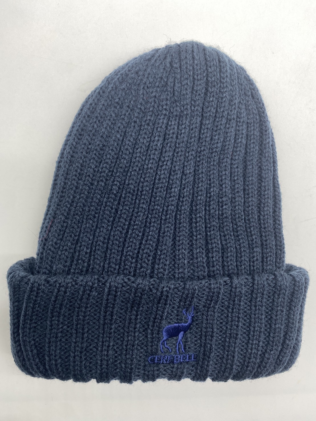 CB刺繡經典羅紋雙層反摺帽丈青