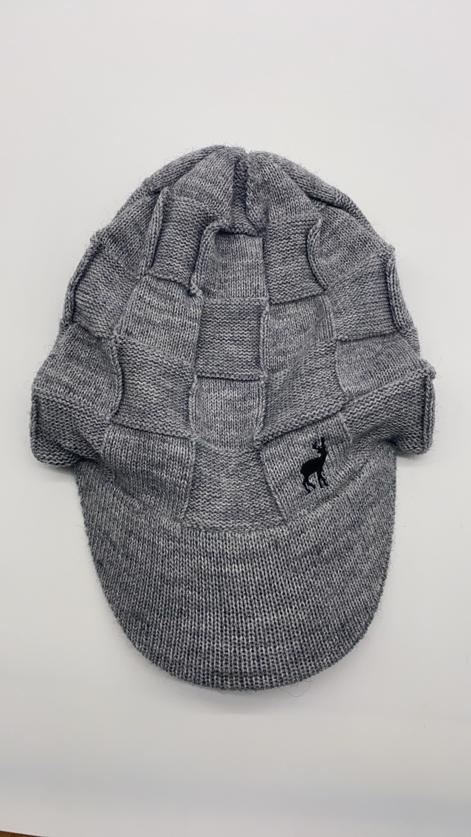 CB刺繡立體格紋雙層鴨舌帽麻灰