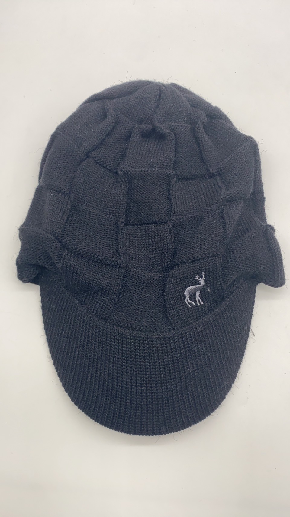 CB刺繡立體格紋雙層鴨舌帽黑