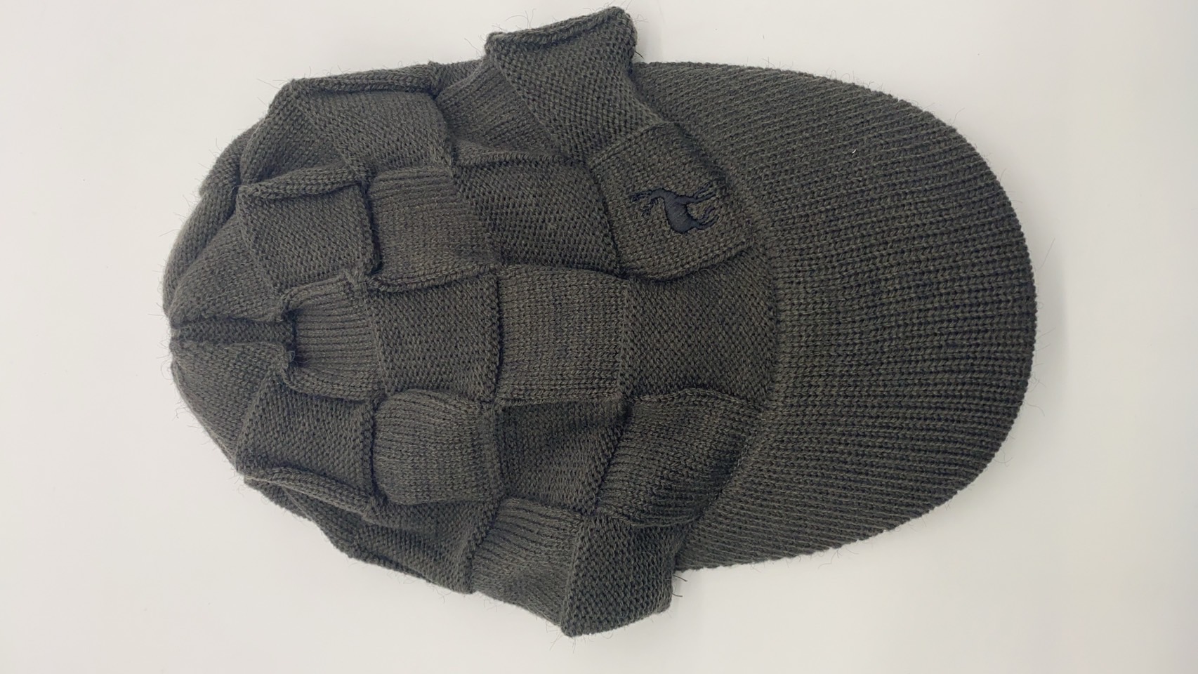 CB刺繡立體格紋雙層鴨舌帽鐵灰