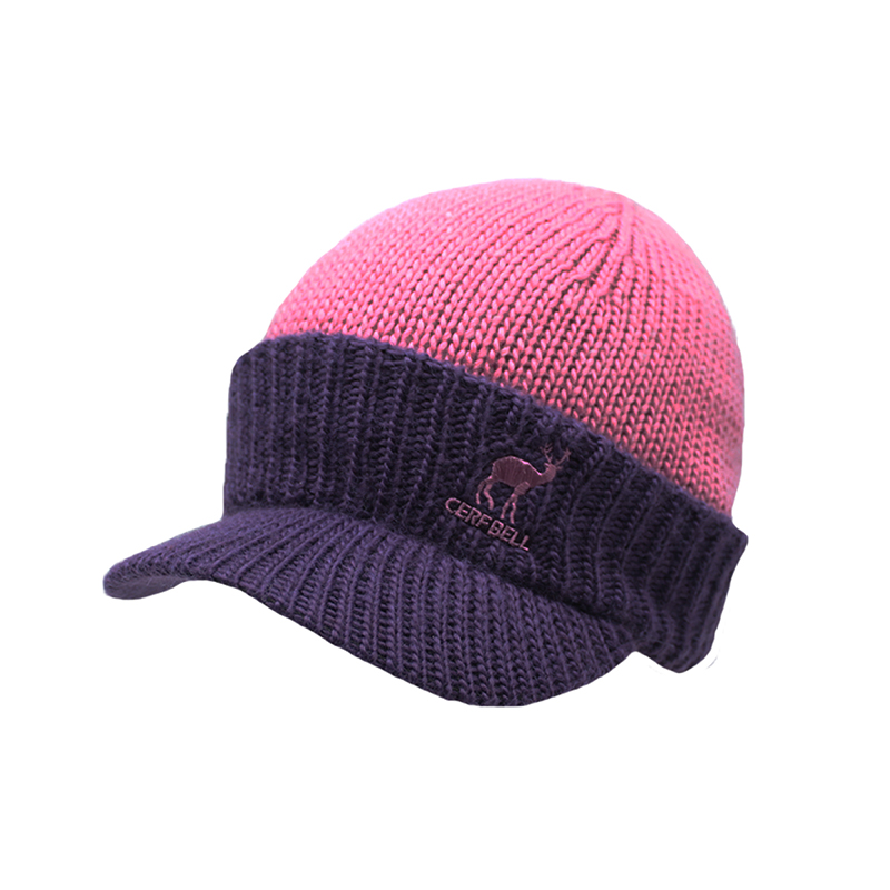 CB刺繡保暖鴨舌帽紫