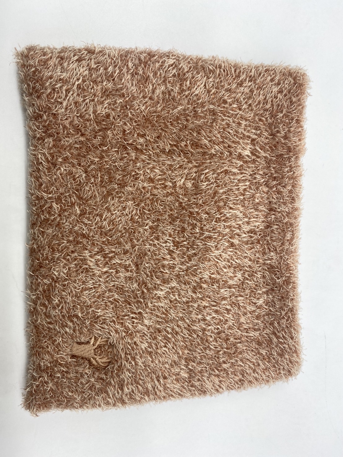 CB素面羽毛刺繡柔感圍脖卡其