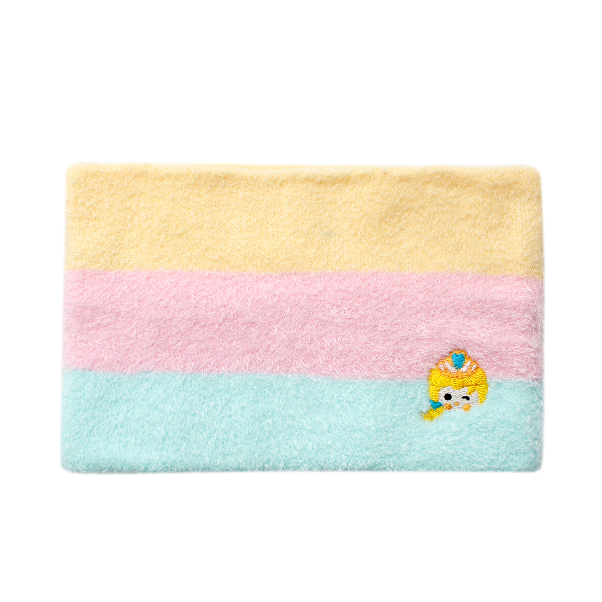 童羽毛條紋公主刺繡圍脖-淺綠