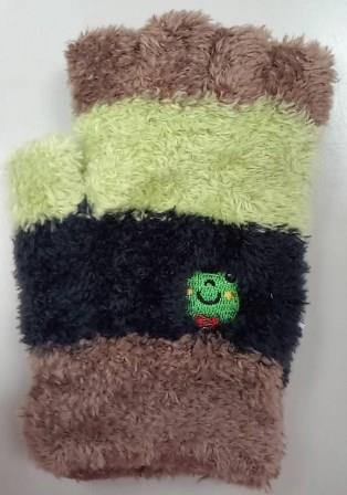 童萊卡四色刺繡半指手套