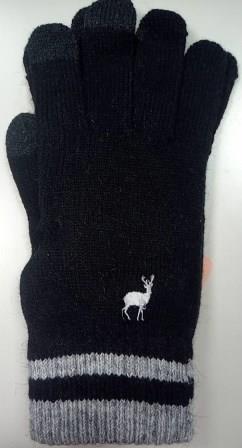男士刺繡麋鹿觸控手套