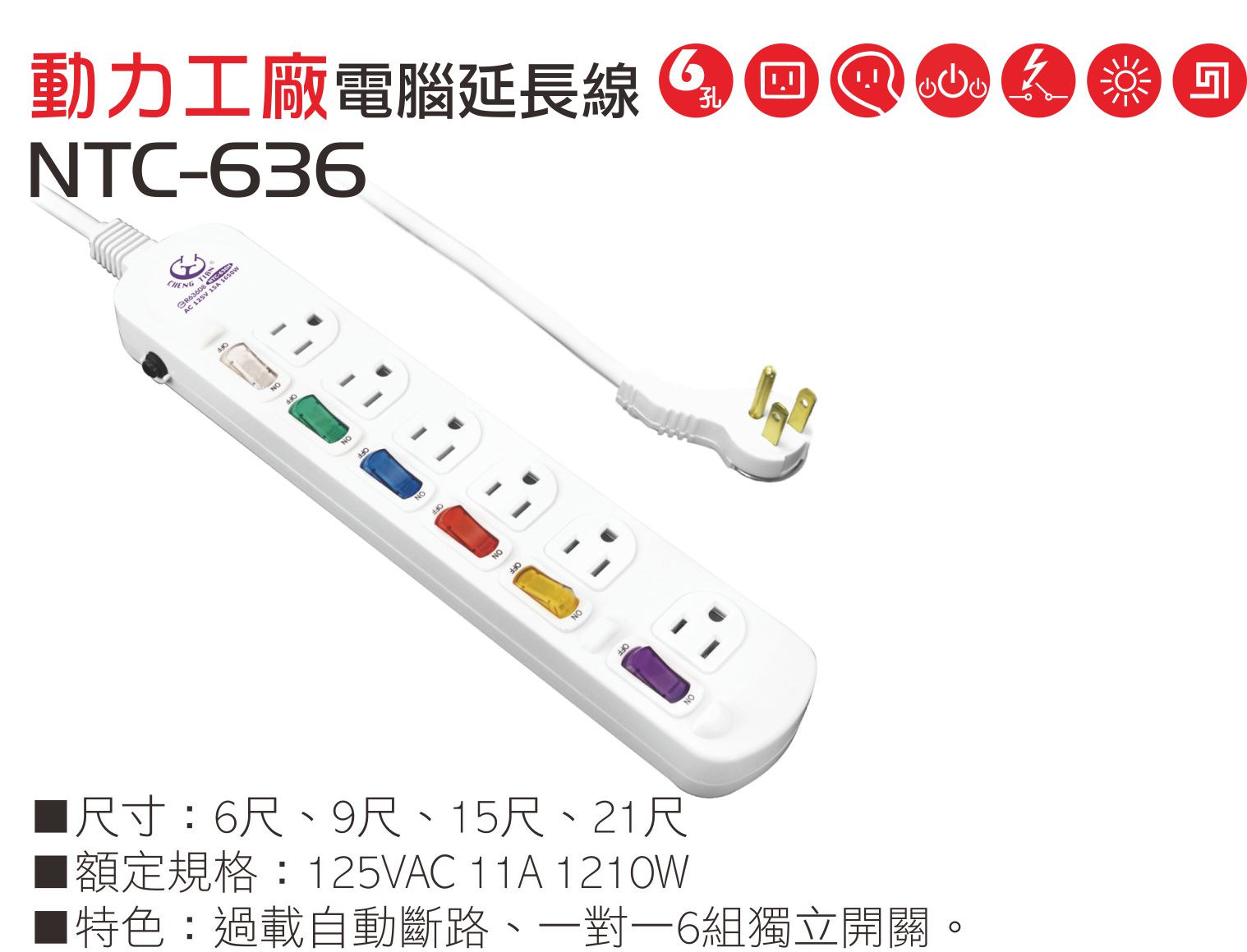 2極接地型125V轉接電源線組